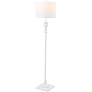 image:imageSAFAVIEH Lighting  Norla 61Inch Standing Floor Lamp  Gold  Fabric Drum Shade  Traditional SlimPole Design  Ideal for Living Room Bedroom Home Office  LED Bulb Included FLL4082CWhite