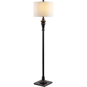 image:imageSAFAVIEH Lighting  Norla 61Inch Standing Floor Lamp  Gold  Fabric Drum Shade  Traditional SlimPole Design  Ideal for Living Room Bedroom Home Office  LED Bulb Included FLL4082CBlack