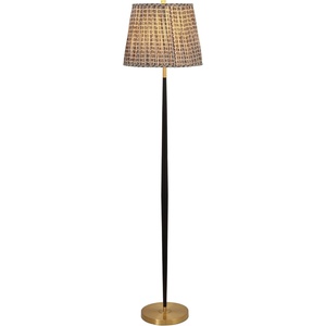image:imageSAFAVIEH Lighting Collection  Carlyle Black amp Brass Metal Floor Lamp 66Inch Tall Modern Standing Lamp with Patterned Fabric Shade amp Rotary Switch FLL4147ABlackBrass