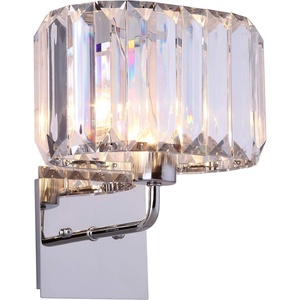 image:imageSAFAVIEH Lighting Collection Athena Art Deco Glam Nickel Clear 11inch High Bedroom Bathroom Vanity Hallway Foyer Living Room Wall Sconce Set of 2 LED Bulbs Included