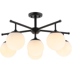 image:imageSAFAVIEH Lighting Collection Briette Retro Gold Orb Flush Mount LED Bulbs IncludedBlack