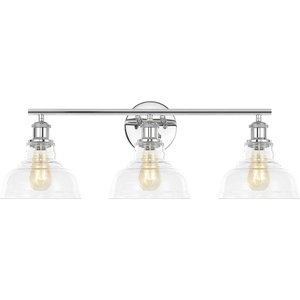 image:imageSAFAVIEH Lighting Collection Calyna BlackClear 3light Wall Sconce Light Fixture Ideal for Bathroom Entryway Vanity Foyer Hallway Living Room LED Bulbs IncludedChrome