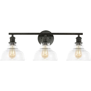 image:imageSAFAVIEH Lighting Collection Calyna BlackClear 3light Wall Sconce Light Fixture Ideal for Bathroom Entryway Vanity Foyer Hallway Living Room LED Bulbs IncludedBlack