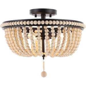 image:imageSAFAVIEH Lighting Collection Cascina Beaded NaturalBronze Flush Mount LED Bulbs Included