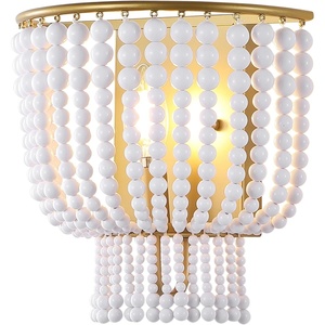 image:imageSAFAVIEH Lighting Collection Celyn Contemporary Boho WhiteBrass Beaded Single Wall Sconce