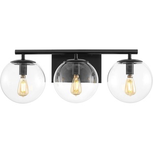 image:imageSAFAVIEH Lighting Collection Charlene ChromeClear Glass Globe Shade 3Light Wall Sconce Light Fixture Ideal for Bathroom Entryway Vanity Over Mirror Foyer Living Room LED Bulbs IncludedBlack