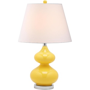 image:imageSAFAVIEH Lighting Collection Eva Modern Contemporary Yellow Double Gourd Glass 24inch Bedroom Living Room Home Office Desk Nightstand Table Lamp LED Bulbs IncludedYellow