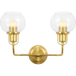 image:imageSAFAVIEH Lighting Collection Fenris Contemporary BrassOpal 2Light Single Wall SconceBrassClear