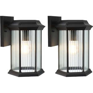 image:imageSAFAVIEH Lighting Collection Hylan Black Outdoor Sconce Set of 2 Light Fixture LED Bulbs Included