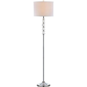 image:imageSAFAVIEH Lighting Collection Lombard Street Clear Crystal Chrome 60inch Living Room Bedroom Home Office Standing Floor Lamp LED Bulb Included
