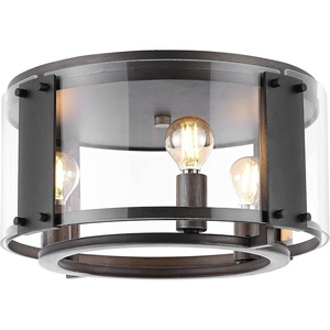 image:imageSAFAVIEH Lighting Collection Olen Modern ChromeBlack Flush Mount LED Bulbs Included