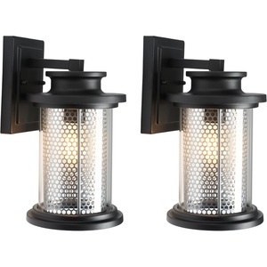 image:imageSAFAVIEH Lighting Collection Queren Black Outdoor Sconce Set of 2 Light Fixture LED Bulbs Included