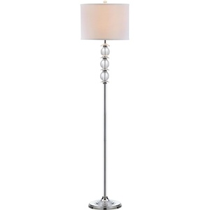 image:imageSAFAVIEH Lighting Collection Riga Clear Crystal Chrome 60inch Living Room Bedroom Home Office Standing Floor Lamp LED Bulb Included