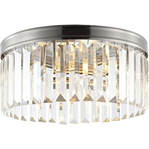 image:imageSAFAVIEH Lighting Collection Ruslen Art Deco Nickel Crystal Flush Mount LED Bulbs Included