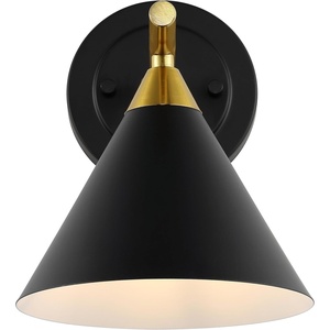 image:imageSAFAVIEH Lighting Collection Wyanet BlackBrass Modern Downlight Wall Sconce Set of 2 Light Fixture Ideal for Bathroom Entryway Vanity Foyer Hallway Living Room LED Bulbs IncludedBlackBrass