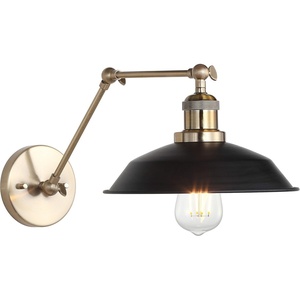 image:imageSAFAVIEH SCN4026A Lighting Kingston Adjustable Brass Gold and Black Wall LED Bulb Included Sconce