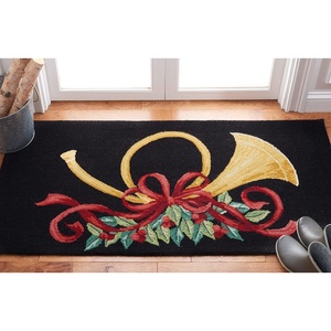 image:imageSAFAVIEH Vintage Poster Collection Accent Rug  26 x 4 Black amp Multi HandHooked Christmas Horn Novelty Wool Ideal for High Traffic Areas in Entryway Living Room Bedroom VP321A
