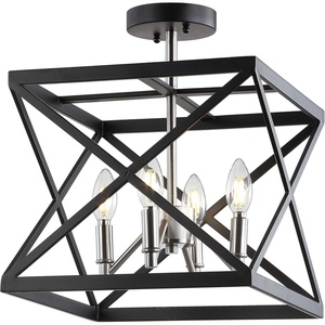 image:imageSafavieh Lighting Matias Black and Nickel 4Light Flush Mount LED Bulbs Included