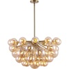 image:imageSAFAVIEH Couture Lighting Collection Raphaela Retro GoldWhite Glass Globe Adjustable Chandelier LED Bulbs Included