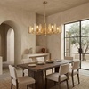 image:imageSAFAVIEH Couture Lighting Collection Zachaeus Industrial Gold Metal Mesh 6Light Hanging Adjustable Chandelier Light Fixture LED Bulbs Included