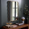 image:imageSAFAVIEH Home Collection  Ariana Gold Rectangular Wall Mirror Sculpted Wavy Frame Decorative Accent MRR9036AGold