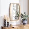 image:imageSAFAVIEH Home Collection  Lani Natural Rattan Wall Mirror Rounded Rectangular Frame Vertical or Horizontal Hanging Accent MRR9032ANatural