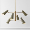 image:imageSAFAVIEH Lighting  Atena 6Light Chandelier  Brass amp Green Adjustable Pivoting Heads  39Inch Wide Modern Ceiling Fixture for Dining Room Foyer CHA4082ABrassGreen