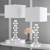 image:imageSAFAVIEH Lighting  Deco 285 Crystal Table Lamp Set of 2 with USB Charging Port Chrome Bedroom Living Room Home Office Lighting LED Bulbs Included LIT4169ASET2UClearChrome