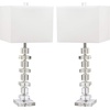 image:imageSAFAVIEH Lighting  Deco 285 Crystal Table Lamp Set of 2 with USB Charging Port Chrome Bedroom Living Room Home Office Lighting LED Bulbs Included LIT4169ASET2UClearChrome