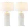 image:imageSAFAVIEH Lighting  Melina 285Inch Table Lamp Set of 2  Bone  Cylinder Textured Stripe Design  Ideal for Living Room Bedroom Entryway Home Office  LED Bulbs Included TBL4121BSET2Bone