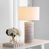 image:imageSAFAVIEH Lighting  Melina 285Inch Table Lamp Set of 2  Bone  Cylinder Textured Stripe Design  Ideal for Living Room Bedroom Entryway Home Office  LED Bulbs Included TBL4121BSET2White