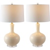 image:imageSAFAVIEH Lighting  Nilla 265Inch Glass Table Lamp Set of 2  Cream  MidCentury Sculpted Body Design  Ideal for Living Room Bedroom Entryway Home Office  LED Bulbs Included TBL4224ASET2Cream  Set of 2