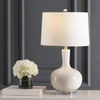 image:imageSAFAVIEH Lighting  Nilla 265Inch Glass Table Lamp Set of 2  Cream  MidCentury Sculpted Body Design  Ideal for Living Room Bedroom Entryway Home Office  LED Bulbs Included TBL4224ASET2Cream  Set of 2
