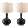 image:imageSAFAVIEH Lighting  Nilla 265Inch Glass Table Lamp Set of 2  Cream  MidCentury Sculpted Body Design  Ideal for Living Room Bedroom Entryway Home Office  LED Bulbs Included TBL4224ASET2Navy  Set of 2
