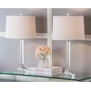 image:imageSAFAVIEH Lighting  Tyrone 27Inch Clear Crystal Column Table Lamp Set of 2  White Drum Shade  Glam Slim Body Design  Ideal for Living Room Bedroom  LED Bulbs Included LIT4116ASET2