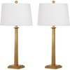 image:imageSAFAVIEH Lighting Collection  Andino Set of 2 Gold Leaf Table Lamps with White Drum Shades 32Inch Bedroom or Living Room Lamps LED Bulbs Included TBL4024ASET2