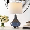 image:imageSAFAVIEH Lighting Collection  Brooks Modern Silver Glass 24Inch Table Lamp LED Bulb Included Bedroom Living Room Home Office Nightstand Desk TBL4254ABlue