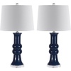 image:imageSAFAVIEH Lighting Collection  Lamber Ivory Ceramic Table Lamp 26 Decorative Accent Light with Fabric Shade E26 Bulb Included TBL4418ABlue