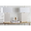 image:imageSAFAVIEH Lighting Collection  Set of 2 Joyce Modern Art Deco Faux Snakeskin Table Lamps Cream with Brass Gold Accents 28Inch LED Bulbs Included Bedroom Living Room Home Office LIT4402GSET2Cream Woven  Set of 2
