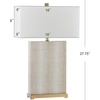 image:imageSAFAVIEH Lighting Collection  Set of 2 Joyce Modern Art Deco Faux Snakeskin Table Lamps Cream with Brass Gold Accents 28Inch LED Bulbs Included Bedroom Living Room Home Office LIT4402GSET2Cream Faux Snakeskin  Set of 2