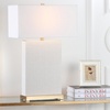 image:imageSAFAVIEH Lighting Collection  Set of 2 Joyce Modern Art Deco Faux Snakeskin Table Lamps Cream with Brass Gold Accents 28Inch LED Bulbs Included Bedroom Living Room Home Office LIT4402GSET2Cream Woven  Set of 2