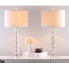 image:imageSAFAVIEH Lighting Collection  Set of 2 Liam Stacked Crystal Ball 29Inch Table Lamps LED Bulbs Included Bedroom Living Room Home Office LIT4112ASET2ClearWhite