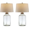 image:imageSAFAVIEH Lighting Collection Caden Clear Glass 28inch Bedroom Living Room Home Office Desk Nightstand Table Lamp Set of 2 LED Bulbs Included