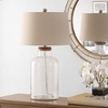 image:imageSAFAVIEH Lighting Collection Caden Clear Glass 28inch Bedroom Living Room Home Office Desk Nightstand Table Lamp Set of 2 LED Bulbs Included