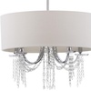 image:imageSAFAVIEH Lighting Collection Cotillion Modern Shabby Chic Farmhouse Glam Chrome Crystal 22inch Diameter Adjustable Hanging Pendant Light Fixture LED Bulbs Included