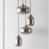 image:imageSAFAVIEH Lighting Collection Equinox Smoke GreyBrass 4Light Adjustable Pendant Hanging Light Fixture Ideal for Dining Room Kitchen Island Entryway LED Bulbs Included