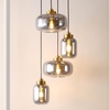 image:imageSAFAVIEH Lighting Collection Equinox Smoke GreyBrass 4Light Adjustable Pendant Hanging Light Fixture Ideal for Dining Room Kitchen Island Entryway LED Bulbs Included