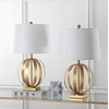 image:imageSAFAVIEH Lighting Collection Euginia Modern Farmhouse Rustic Sphere Gold 25inch Bedroom Living Room Home Office Desk Nightstand Table Lamp Set of 2 LED Bulbs Included