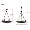image:imageSAFAVIEH Lighting Collection Fritz Farmhouse Rustic Industrial Coastal Boho Black Brown 25inch Diameter 6light Adjustable Hanging Wagon Wheel Chandelier Light Fixture LED Bulbs Included