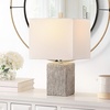 image:imageSAFAVIEH Lighting Collection Jaxon Modern Farmhouse Grey Ceramic 21inch Bedroom Living Room Home Office Desk Nightstand Table Lamp Set of 2 LED Bulbs Included